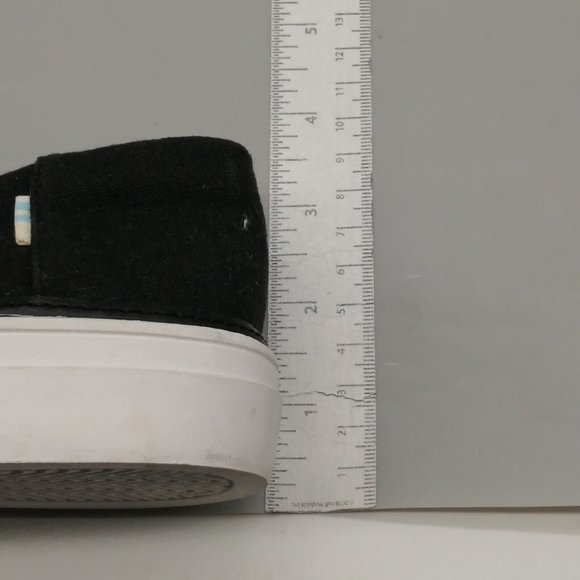 Toms Womens Sneaker Black Canvas Slip On Loafer Elastic Inset Round Toe Flat 12 - Picture 7 of 9